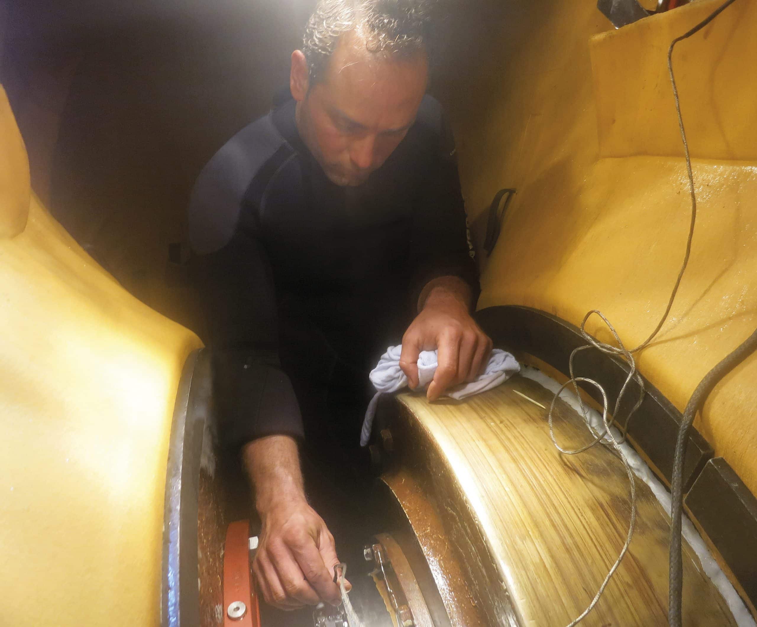 Hydrex diver working on the assembly inside the flexible mobdock.